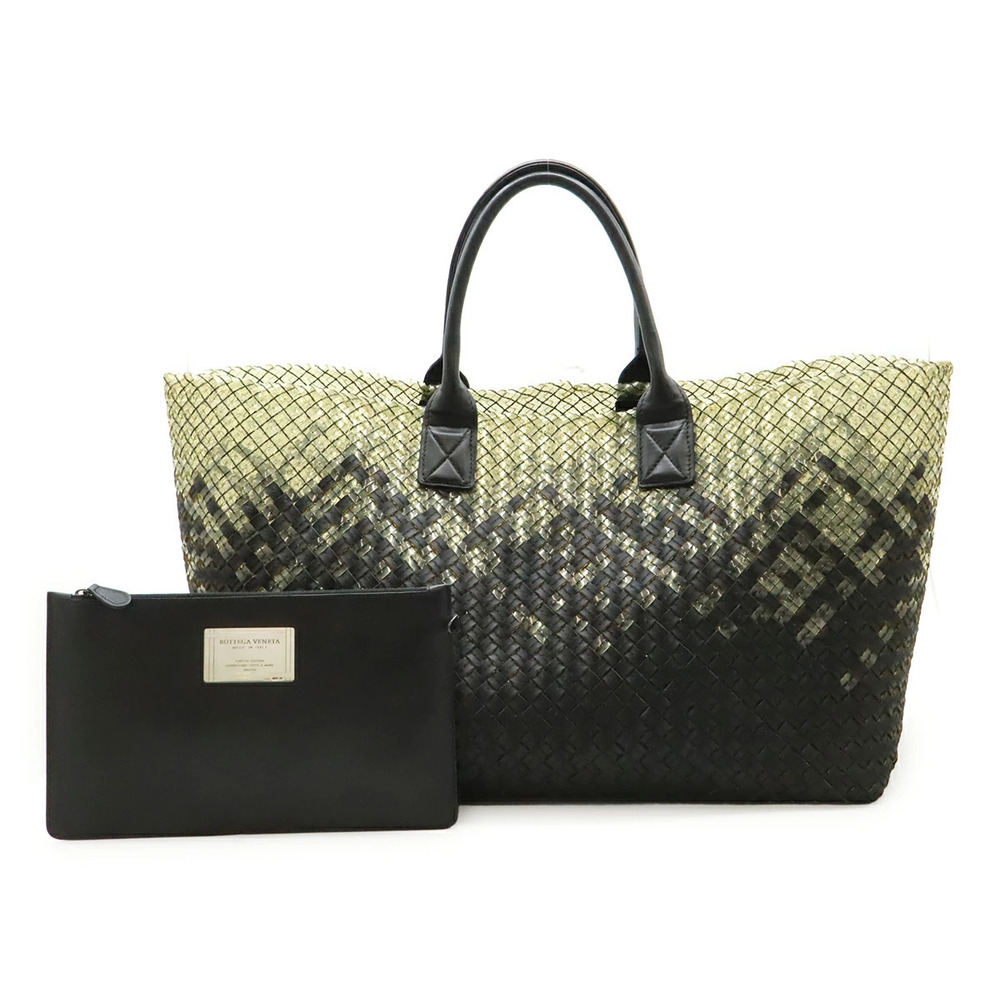 BOTTEGA VENETA Intrecciato Gradient Cabas Tote Bag Leather Clear Black Pouch